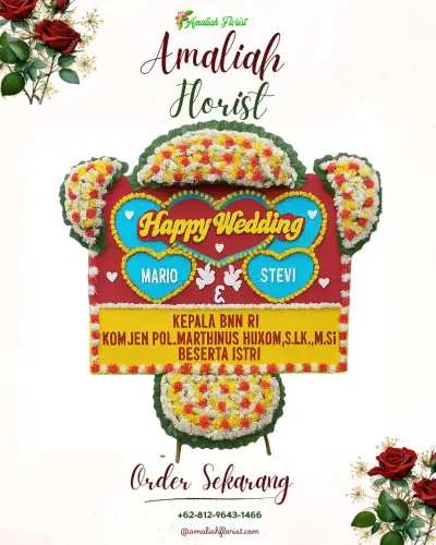 Karangan Papan Bunga Pernikahan di Ketanggungan